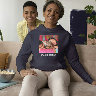 Cat Mum Navy Blue White Family Custom Pet Photo Hoodie
