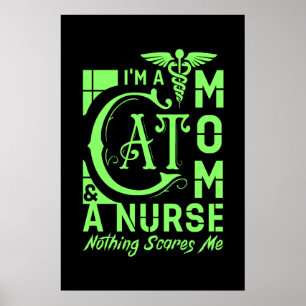 Cat Mum Nurse – Funny Gift for Nurses & Cat Lovers Poster
