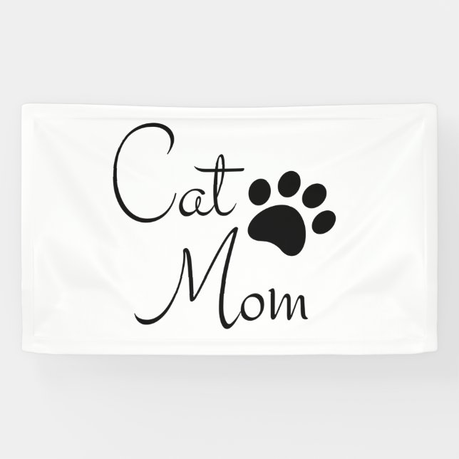 Cat Mum Paw Print Saying Banner (Horizontal)
