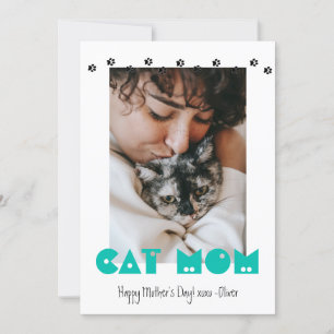 Cat Mum   Paw Prints   Custom Mother's Day Holiday Card