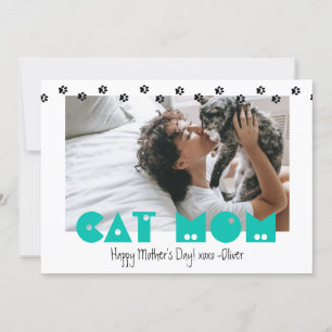 Cat Mum   Paw Prints   Custom Mother's Day  Holiday Card