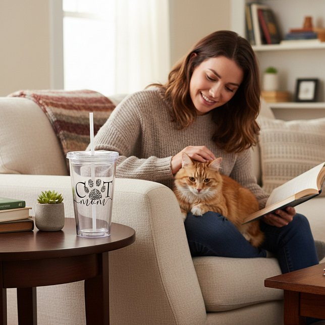 Cat Mum pawprint  Acrylic Tumbler (Creator Uploaded)