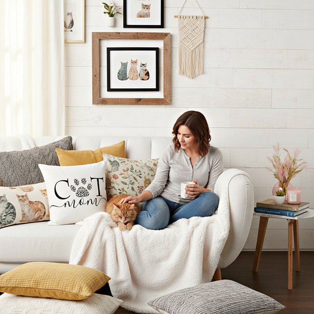 Cat Mum pawprint  Cushion (Creator Uploaded)