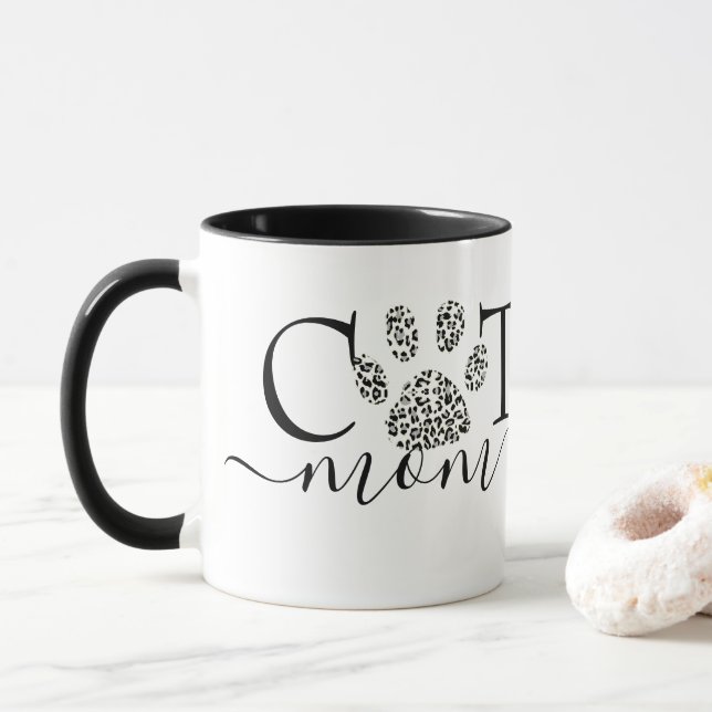 Cat Mum pawprint  Mug (With Donut)
