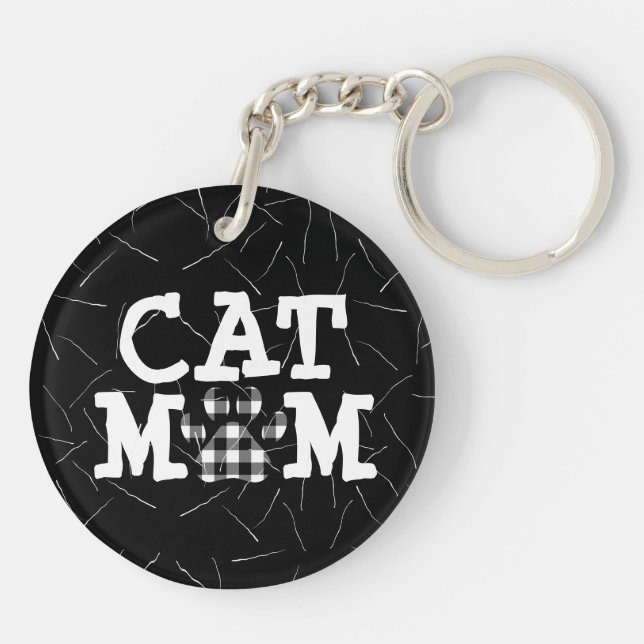 Cat Mum Pawprint with Cat Hair Key Ring (Back)