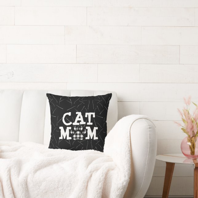 Cat Mum Pawprint with Cat Hairs   Cushion (Couch)