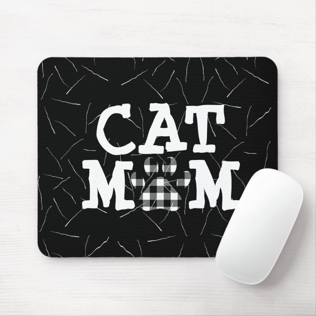 Cat Mum Pawprint with Cat Hairs  Mouse Pad (With Mouse)