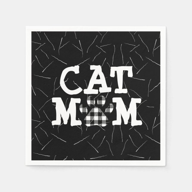 Cat Mum Pawprint with Cat Hairs Napkin (Front)