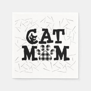 Cat Mum Pawprint with Cat Hairs   Napkin