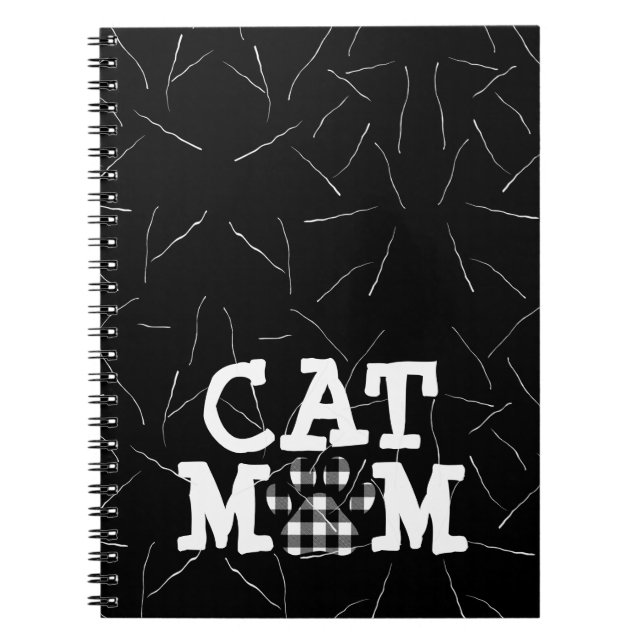 Cat Mum Pawprint with Cat Hairs  Notebook (Front)