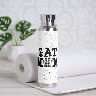 Cat Mum Pawprint with Cat Hairs  Water Bottle