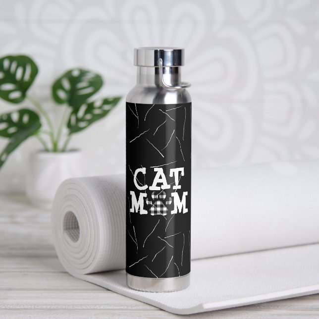 Cat Mum Pawprint with Cat Hairs   Water Bottle (Yoga)