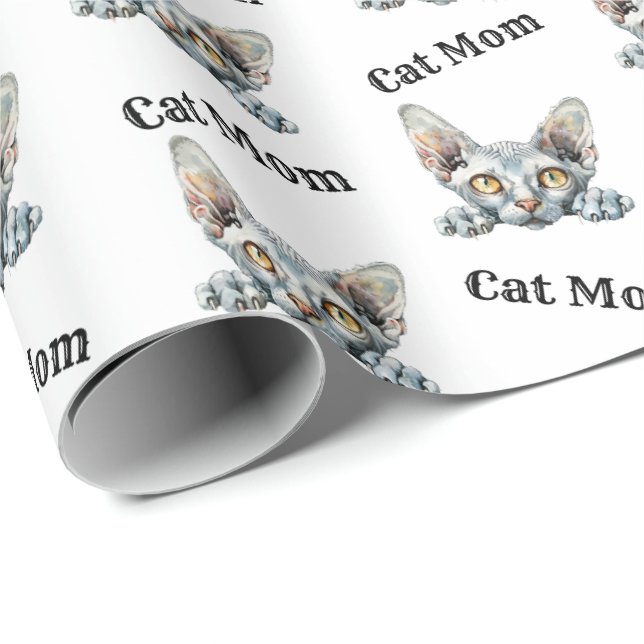Cat Mum Peeking Donskoy Repeating Pattern Wrapping Paper (Roll Corner)