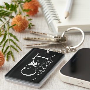Cat mum personalised key ring