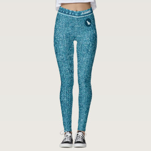 Cat Mum Pet Friends Custom Faux Denim Blue Jeans Leggings