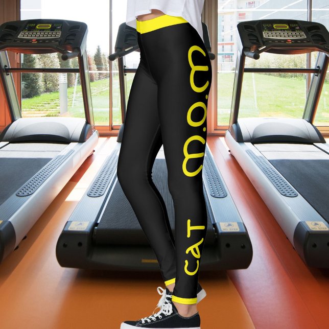 Cat Mum Pet Lover Script Quote Yellow Black Custom Leggings (Creator Uploaded)
