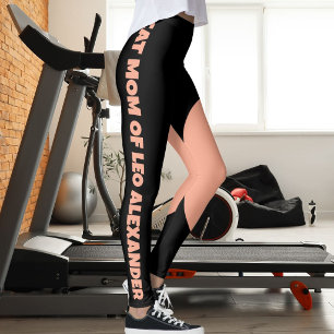 Cat Mum Pet Name Black Peach Fun Customised Text Leggings