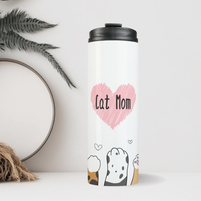 Cat Mum Pet Parent Cat Paws with Heart Tumbler (Cat Mom Tumbler)