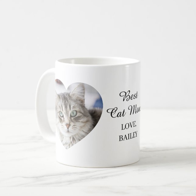 Cat Mum Photo Personalised  Coffee Mug (Front Left)