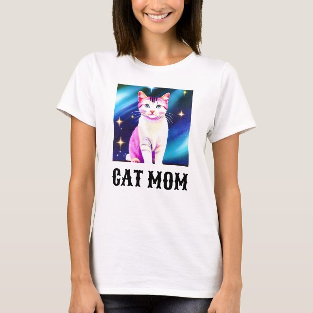 Cat Mum Shirt, Can Change to Your Pet Photo   T-Shirt (Front)