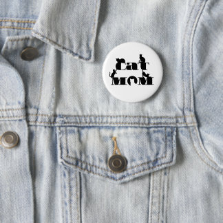 Cat Mum Silhouette Typography 6 Cm Round Badge