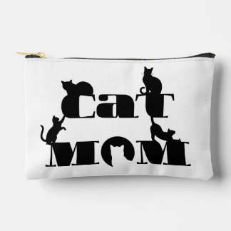 Cat Mum Silhouette Typography Accessory Pouch