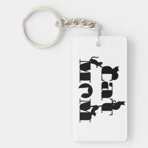 Cat Mum Silhouette Typography Key Ring