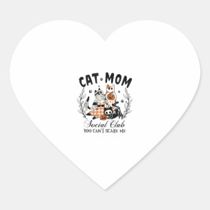 Cat Mum Social Club Ghost Cat Halloween Gothic Bla Heart Sticker