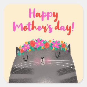 Cat Mum Square Sticker