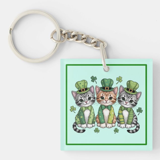 Cat Mum St. Patricks Day Design-47474 Key Ring (Front)