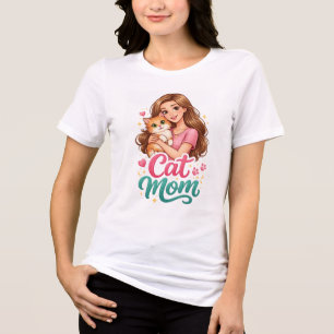 Cat Mum T-Shirt – Cute Cat Lover Shirt, Funny Kitt Tri-Blend Shirt