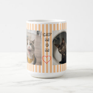 Cat mum Two photo striped pastel Coffee Mug