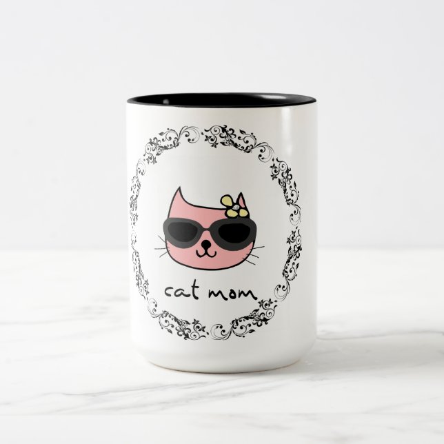 Cat Mum  Two-Tone Coffee Mug (Center)
