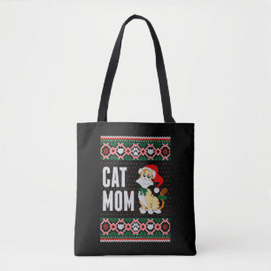 Cat Mum Ugly Christmas Sweater Tote Bag