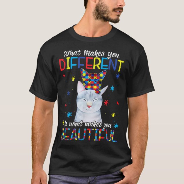Cat Mum What Makes You Different Autism Child Awar T-Shirt (Front)