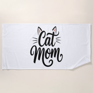 Cat Mum Whiskers and Ears Beach Towel