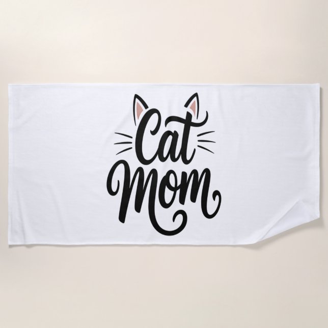 Cat Mum Whiskers and Ears Beach Towel (Front)