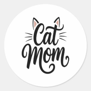 Cat Mum Whiskers and Ears Classic Round Sticker