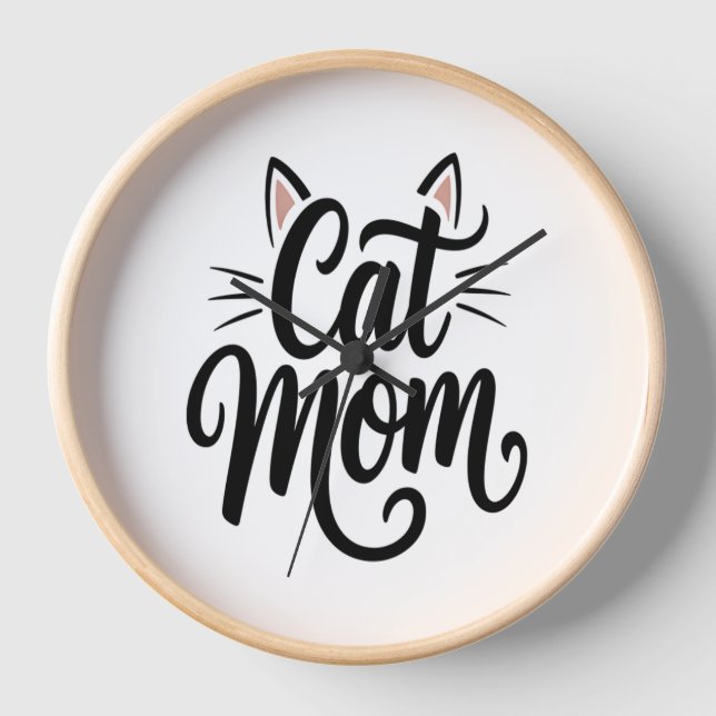 Cat Mum Whiskers and Ears Clock (Front)