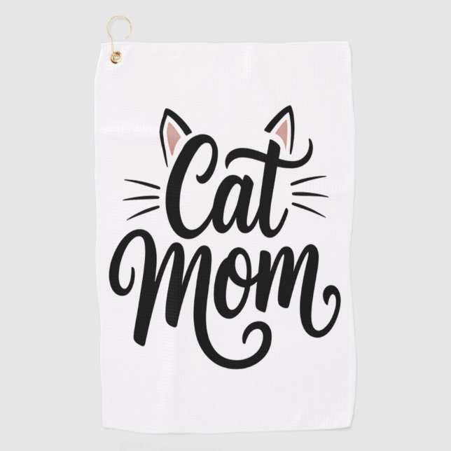 Cat Mum Whiskers and Ears Golf Towel (Front)