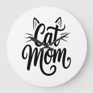Cat Mum Whiskers and Ears Large Clock