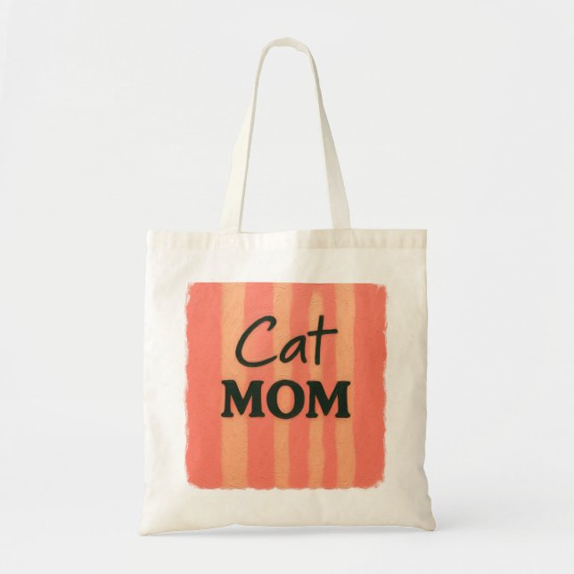 Cat Mum with stripes Tote Bag (Front)