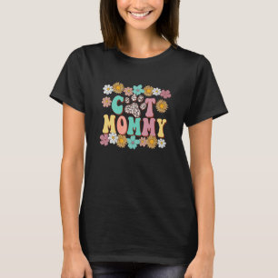 Cat Mummy Leopard Kitten Paw Retro Sunflower Groov T-Shirt