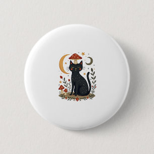 Cat Mushroom Hat Cottagecore Kitten Kitty Women Gi 6 Cm Round Badge