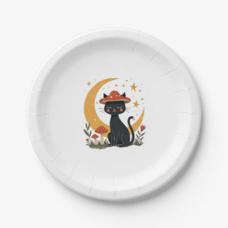 Cat Mushroom Hat Cottagecore Kitten Kitty Women Gi Paper Plate