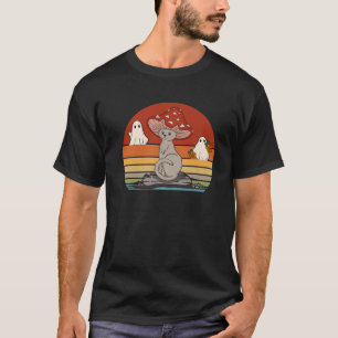 Cat Mushroom Vintage Halloween Ghosts Premium T Sh T-Shirt