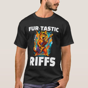 Cat Music Guitar Riff Rock Fur Tastic Riffs Funny T-Shirt