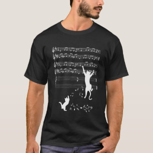 Cat Music Notes Clef T-Shirt