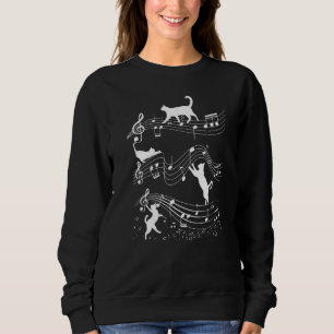 Cat Music Notes Musician Outfit E G Piano Flute Ca Sweatshirt