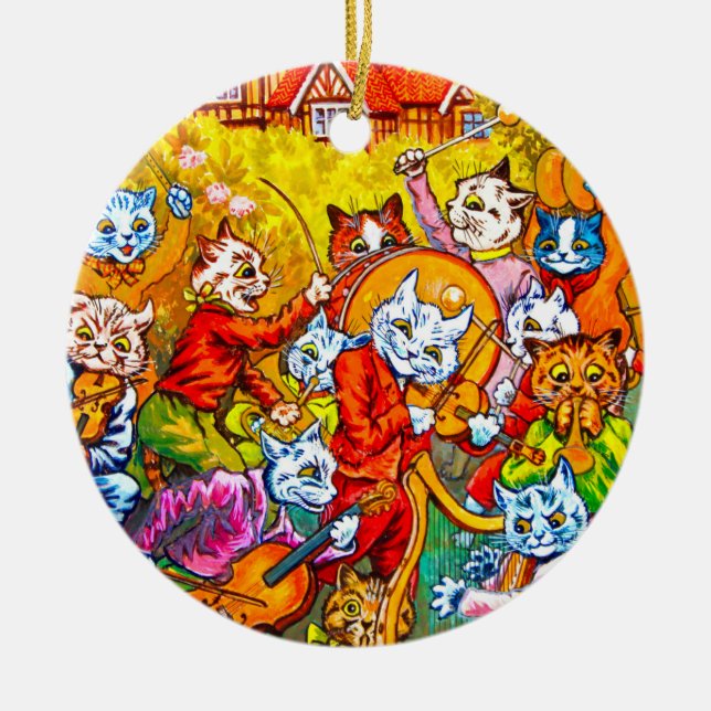 Cat Musical Band Ceramic Ornament (Front)